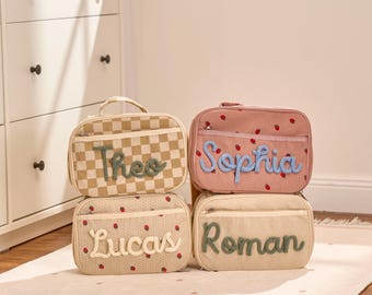 Personalized Corduroy Lunch Bag – Custom Kids Lunch Tote with Name, Toddler School Bag, Preschool Gift for Boys & Girls