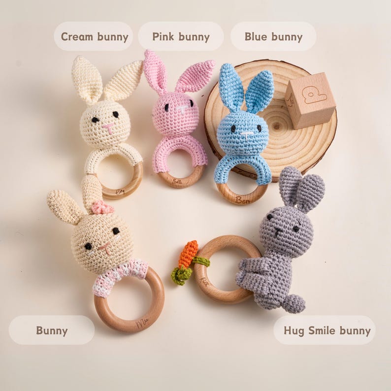 Small Baby Rattle Personalized Baby Rattle – Handmade Newborn Toy, Custom Name Teether ...