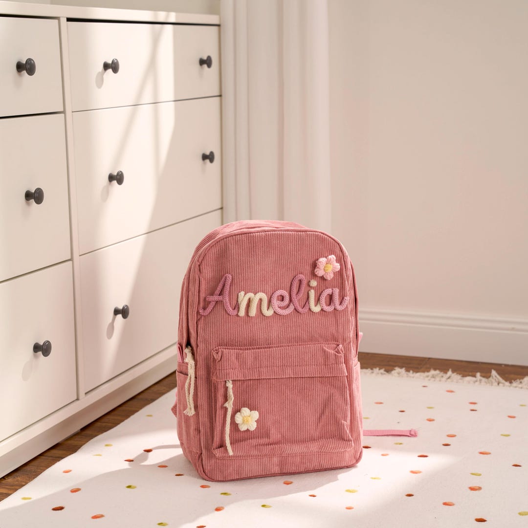 Personalized Corduroy Backpack – Custom Name Kids School Bag, Toddler ...