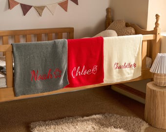 Personalized Knit Baby Blanket | Custom Baby Name Blanket | Embroidered Baby Blanket | Unique Baby Shower Gift