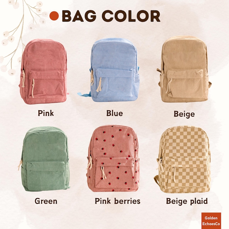 Personalized Corduroy Backpack and Lunch Bag Set – Custom Name School ...