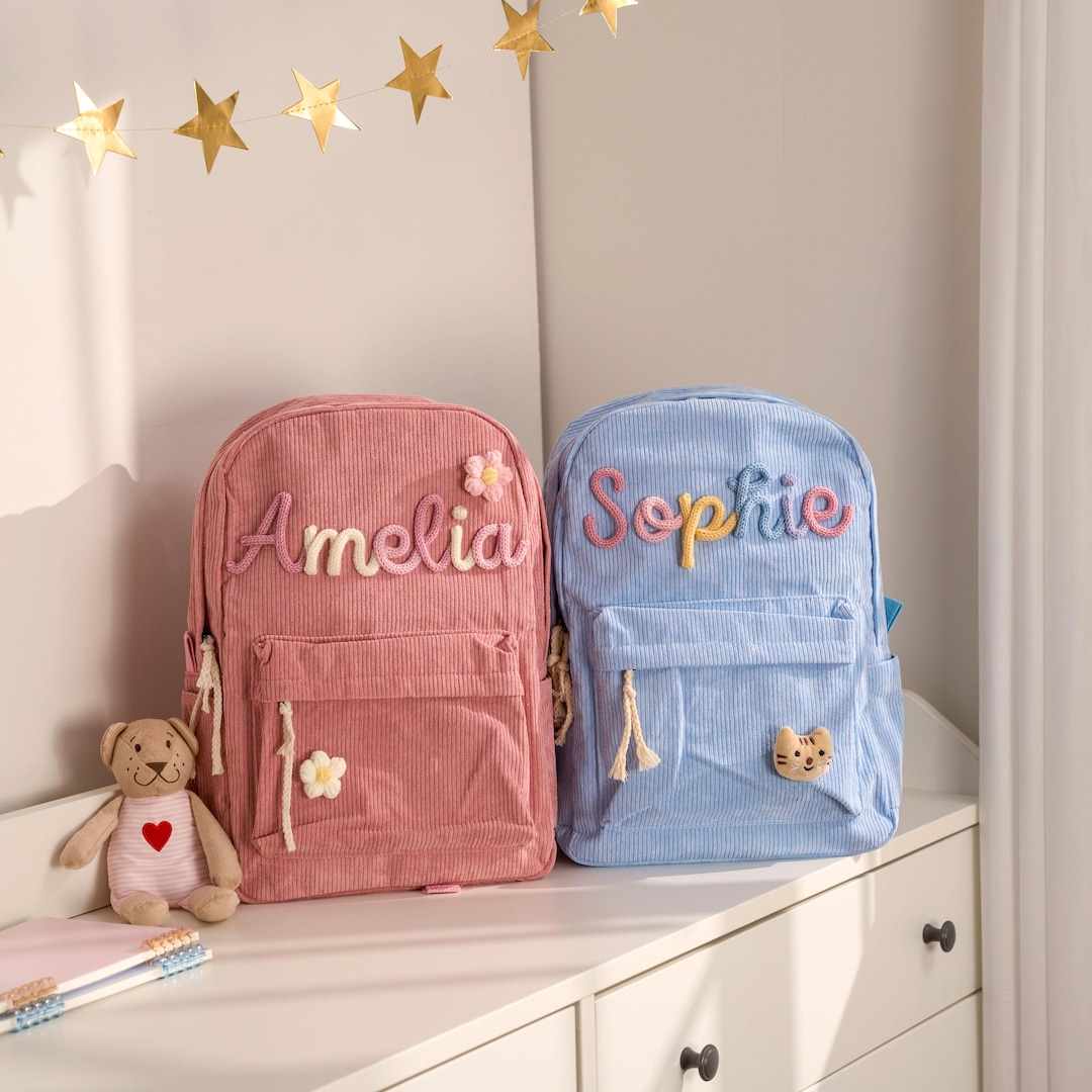 Personalized Corduroy Backpack – Custom Name Kids School Bag, Toddler ...
