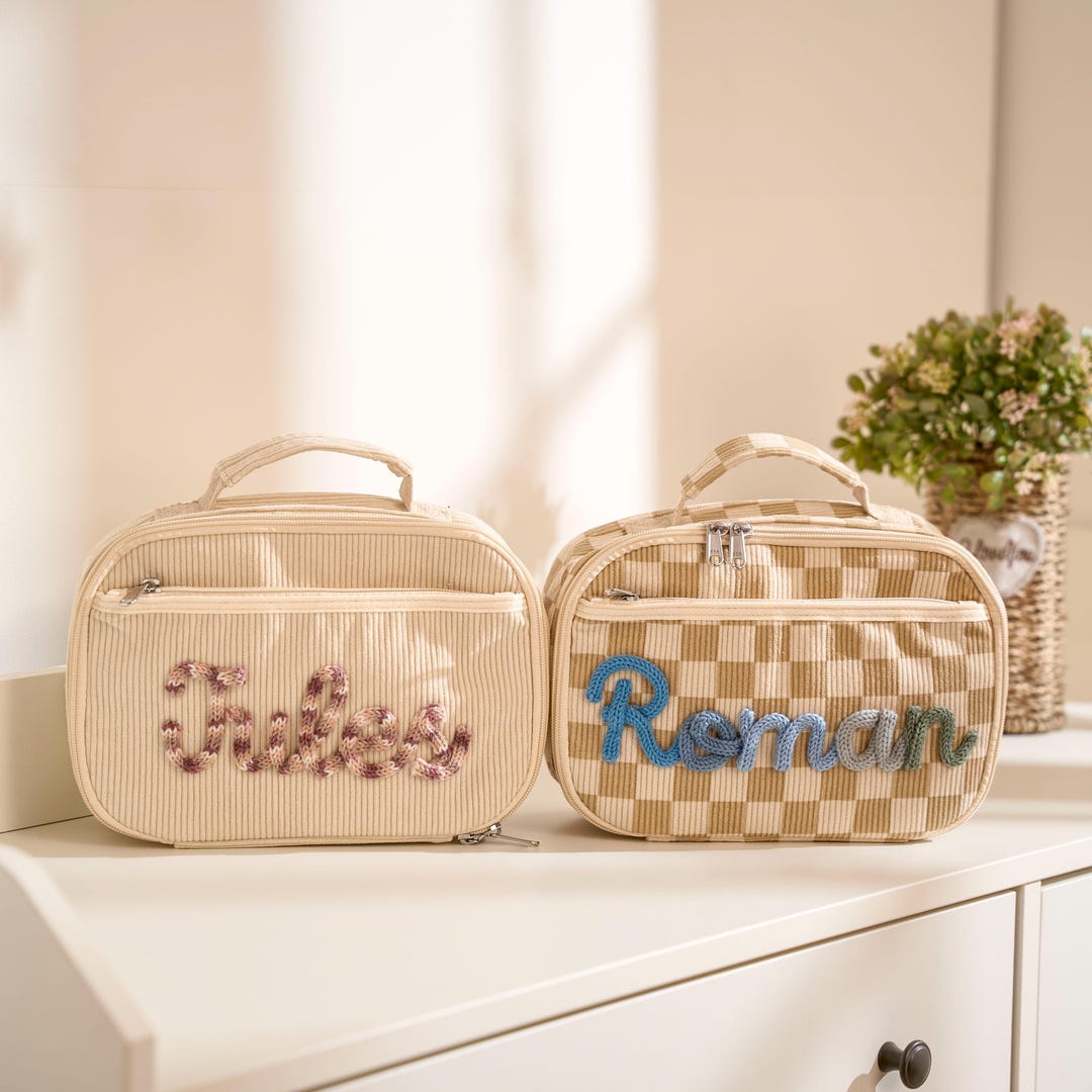 Personalized Corduroy Lunch Bag – Custom Kids Lunch Tote With Name ...