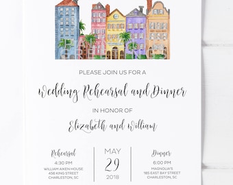 charleston south carolina wedding rehearsal dinner invitations etsy
