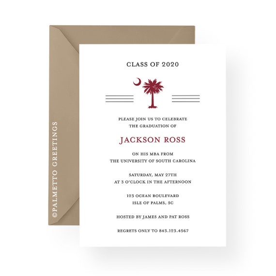 University of South Carolina Graduation Announcements South Etsy