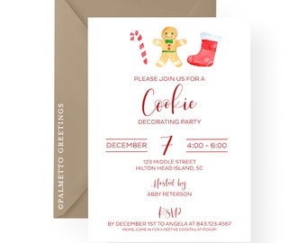 Christmas Cookie Decorating Party Invitations, Christmas Cookie Exchange, Kids Christmas Party, Sugar Cookies, Office Holiday Party