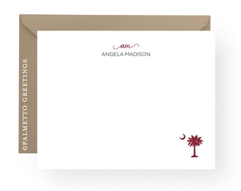 Monogram Notecards South Carolina Palmetto Moon Personalized Notecards by Palmetto Greetings