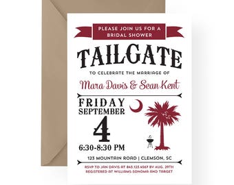 Tailgate Party Invitation South Carolina Palmetto Moon Wedding Rehearsal Dinner, Birthday