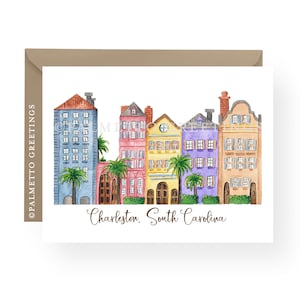 GEDRUCKT - Set von 8 gefaltet Mitteilungs, Charleston South Carolina Regenbogen Reihe Original Aquarell Briefpapier von Palmetto Grüße