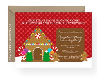 PRINTABLE - Gingerbread Party Invitation, Gingerbread House Party Invitation, Christmas Holiday