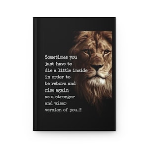 Inspiration Lion Hardcover Journal, Motivational Notebook, Lion Lover Gift, Writing Journal, Blank Paper Diary, Unique Sketchbook