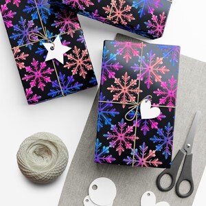 Snowflake Multi Color Gift Wrap, Winter Holiday Present Packaging, Christmas Gift Wrap Roll, Festive Gift Wrap Sheets, Wrapping Paper