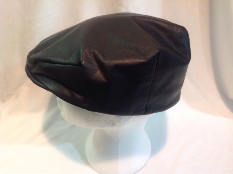 genuine soft lamb leather paper boy cap. Black