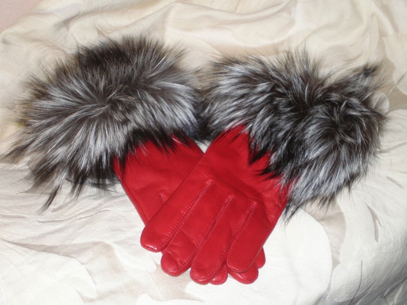fox fur trimmed gloves