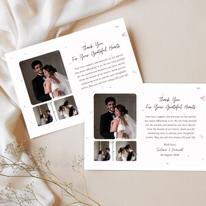Wedding Thank You Postcard Template | Printable Customized Thank You Card | Personalized Minimalist Thank You Note | Thank You Card