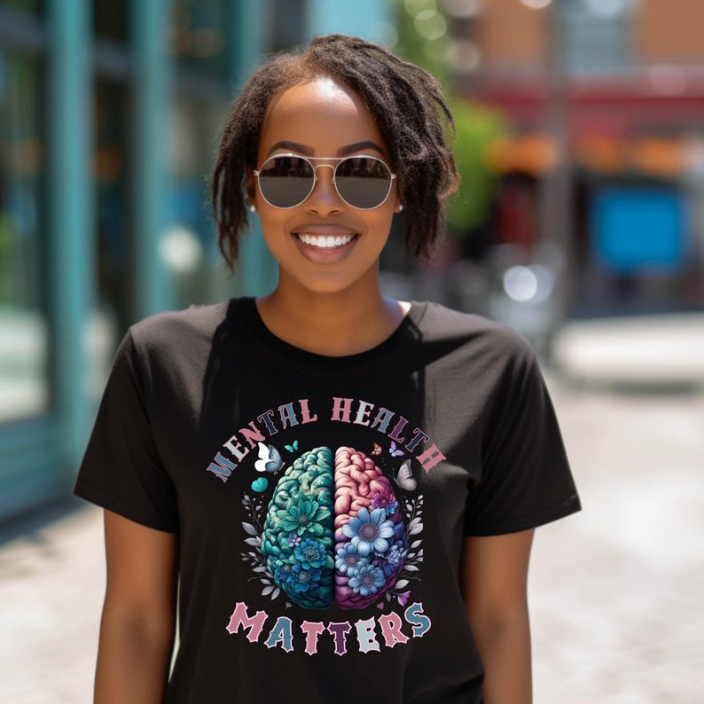 Mental Health Matters T-shirt: Floral Brain Design, Positive Tee - Etsy