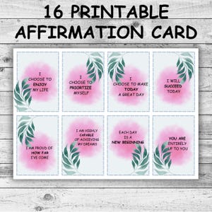 16 cartes d'affirmation à imprimer, Cartes d'affirmation numériques à imprimer, Vision Board imprimables, Jeu de cartes d'affirmation, Pdf de cartes d'affirmation positive