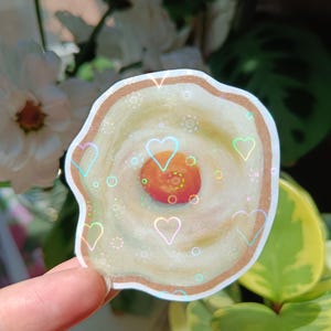 Holographic Heart Egg Stickers | Waterproof 3x2.5" egg sticker