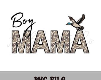 Camo Boy Mama T-Shirt Design | Mallard Duck PNG (Digital Download)
