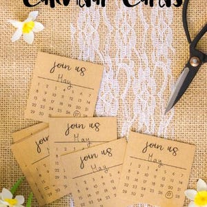 Mini Calendar Cards Printable | Save the Date and Invitation Inserts for Weddings, Graduations and Special Events