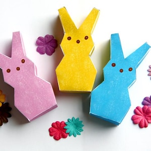 DIY Easter Peep Papercraft – Printable Candy Box or Table Décor in 3 Colors + Blank for Coloring
