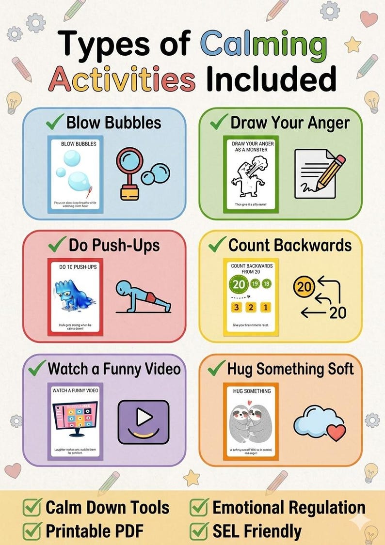 Anger Management Calm Cards for Kids | Coping Skills Printable ...
