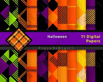 Halloween Plaid Digital Paper Pack: Hochauflösende Bastelmuster (digitaler Download)