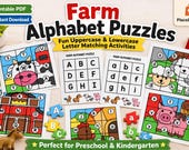 Farm Alphabet Puzzles Printable PDF for Preschool & Kindergarten | Uppercase Lowercase Letter Matching Literacy Activity