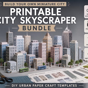 Printable City Skyscrapers Paper Craft Bundle | DIY Miniature Urban Buildings PDF | Architecture STEM Craft Activity