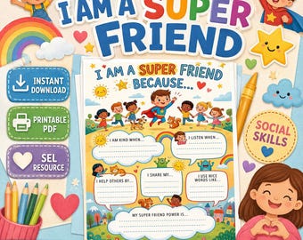Jag är en supervän-arbetsblad | SEL-vänlighetsaktivitet (utskrivbar PDF)