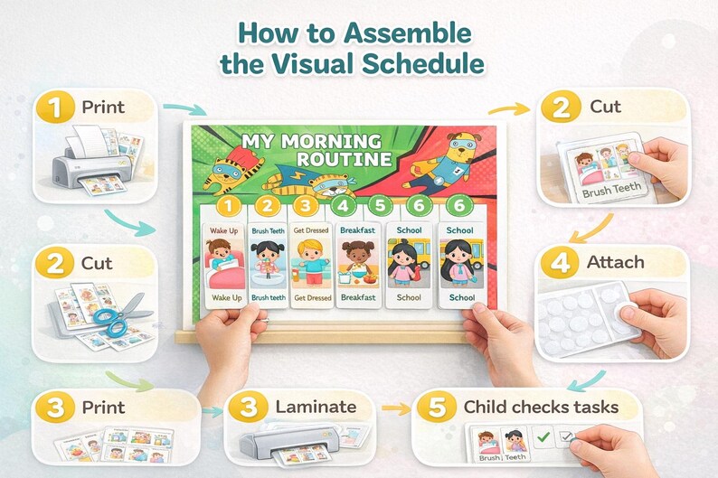 Visual Schedule Cards for Kids – Daily Routine, SEL Support (PDF ...