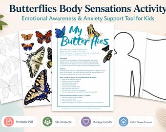 Vlinders Body Sensations Activiteit | Emotioneel bewustzijn, ondersteuning bij angst (afdrukbare pdf)