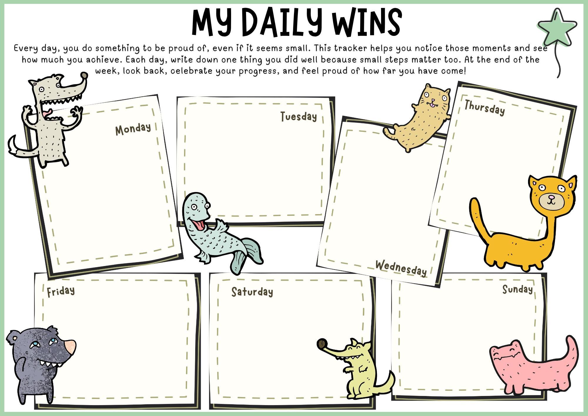 Daily Wins Tracker – Printable Journal for Kids & Teens (digital ...