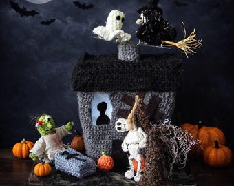 Geisterhaus Häkelanleitung - Halloween Amigurumi Dekor (PDF Download)
