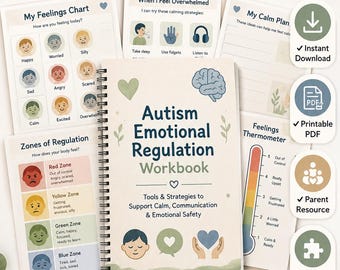Arbetsbok för föräldrar om emotionell reglering av autism | Verktygslåda för känslor i autism, stöd för sammanbrott och utskrivbar PDF