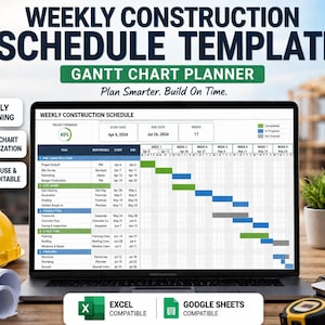 Bauzeitplan Template Weekly – Gantt Chart Planer für Excel & Google Sheets Download