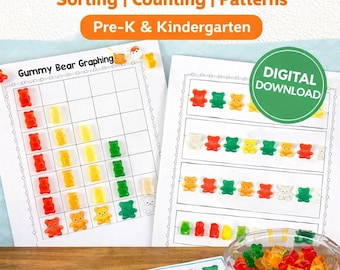 Gummibärsmatteutskrifter: Sortering, räkning, mönster (förskole- och dagisaktiviteter)