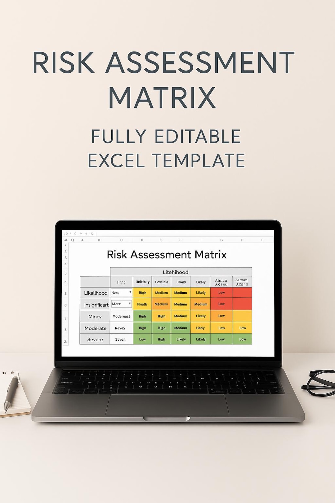 Customizable Risk Assessment Matrix Excel Template | Color-coded Risk ...