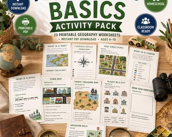 Kartläsningsaktivitetspaket | Utskrivbara geografiarbetsblad (PDF-nedladdning)