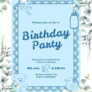 Baby Birthday Invitation Template