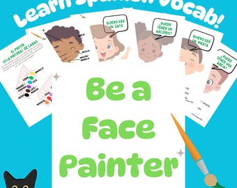 Face Painting Fun - Printable Kids Worksheet for Learning Spanish - Fun Language Learning Print & Play Activity | Summer Break | Home School