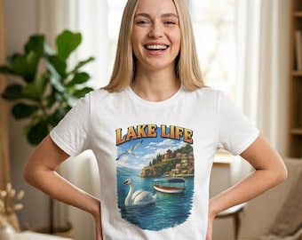 Vintage Swan Boat Lake Life Graphic Tee | Minimalist Summer Vacation Apparel