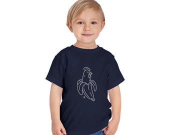 Toddler Chicken Banana T-Shirt – Funny Line Art Animal Graphic Tee