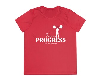 Progress Not Perfection Womens Athletic Tee: Moisture-Wicking Workout Top