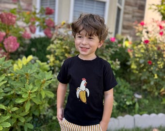 T-shirt pour tout-petit poulet et banane – T-shirt graphique amusant pour enfant
