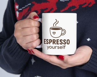 Espresso Yourself Coffee Mug | Heart Cup Design, Motivational Ceramic Mug