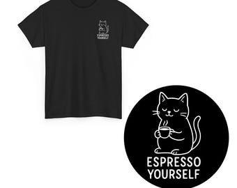 Espresso Cat T-Shirt - Minimalist Coffee Lover Graphic Tee