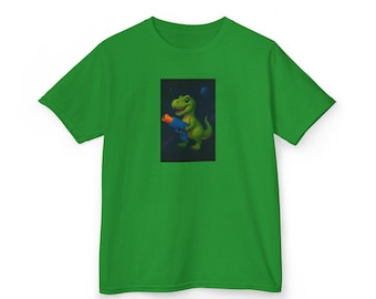 Dinosaur in Space T-Shirt – Funny Dino with Toy Gun, Graphic Unisex Tee