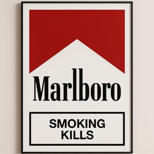 Marlboro-Inspired Minimalist Wall Art | Editorial Red Chevron Poster | A1 Printable Luxury Decor for Living Room or Office