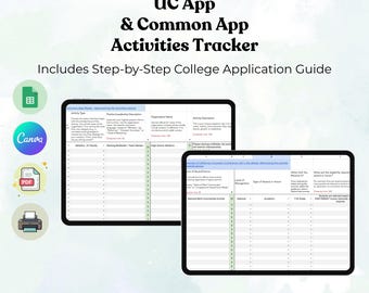 UC & Common App Activities Tracker + Complimentary Guide to College Admissions Journal